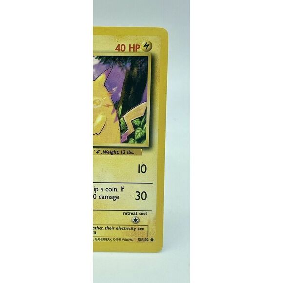 Pikachu Base Set 58/102 Unlimited Common Pokémon TCG Non Holo Vintage 1999 LP - Picture 3 of 6